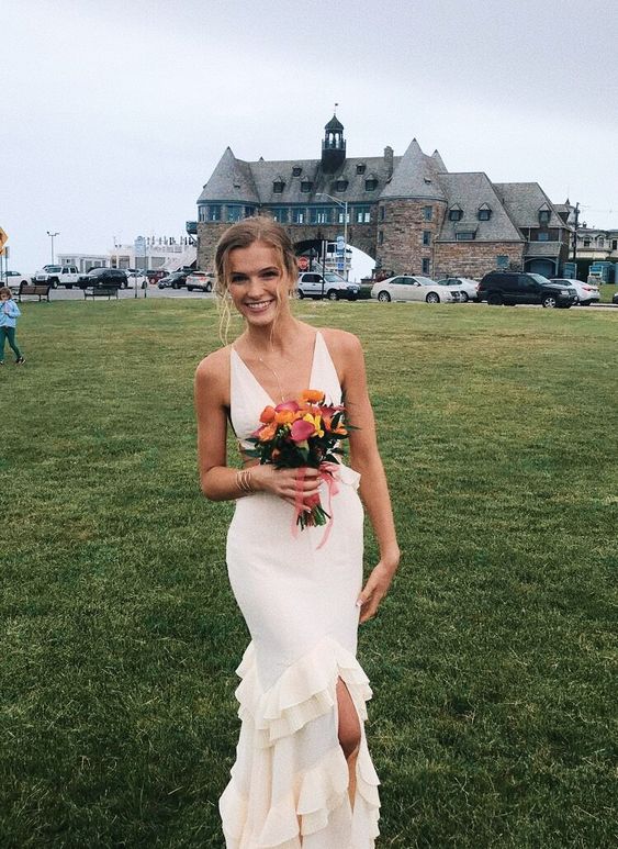 Charming Prom Dress Ivory Evening Dress fg2730