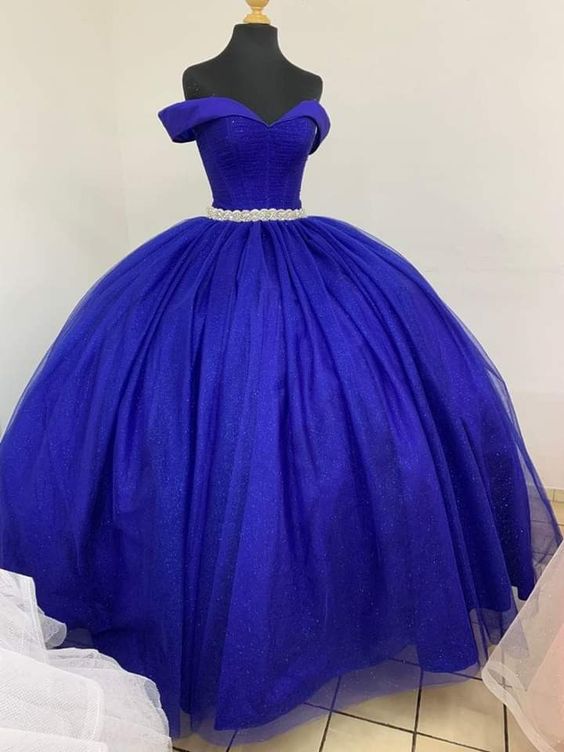 Royal Blue Tulle Princess Ball Gown Long Prom Dress fg3103