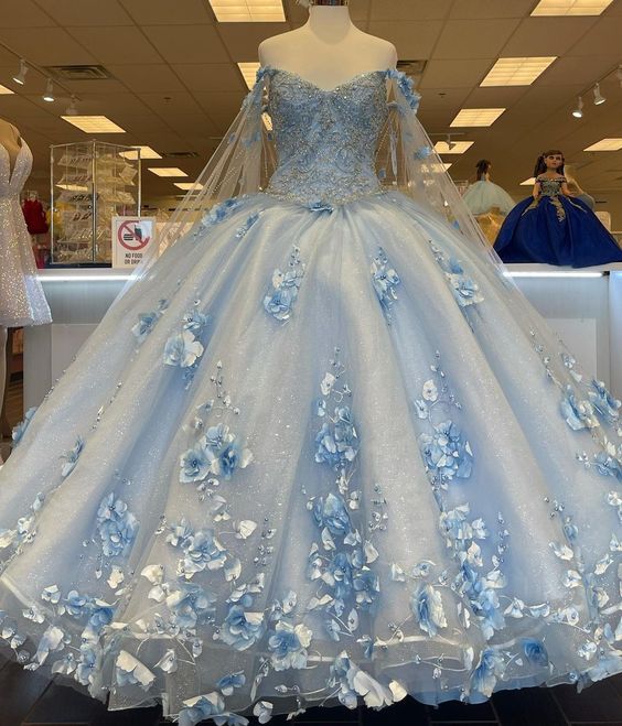 Blue quinceañera dress Ball Gown Prom Dresses Evening Gown fg2842