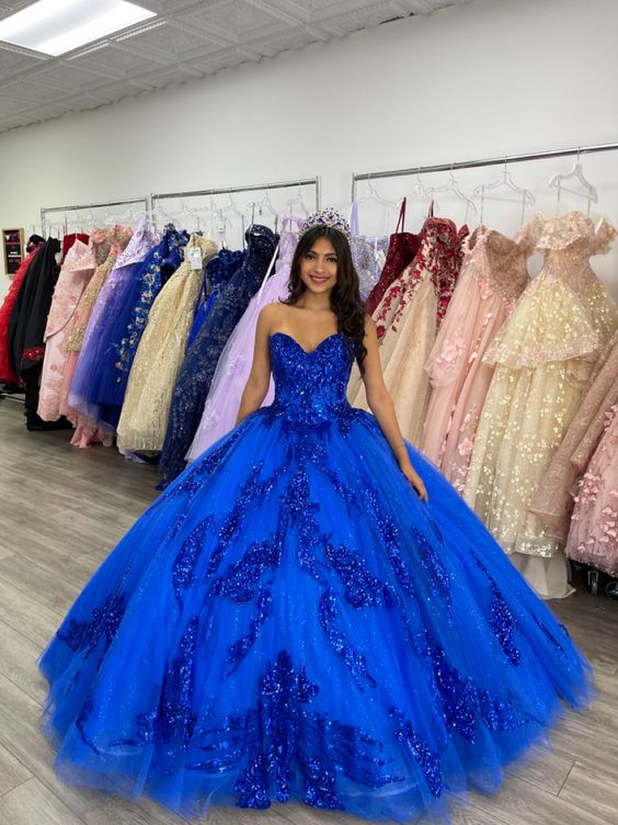 Blue Ball Gown Prom Dresses,Blue Evening Gown fg2790