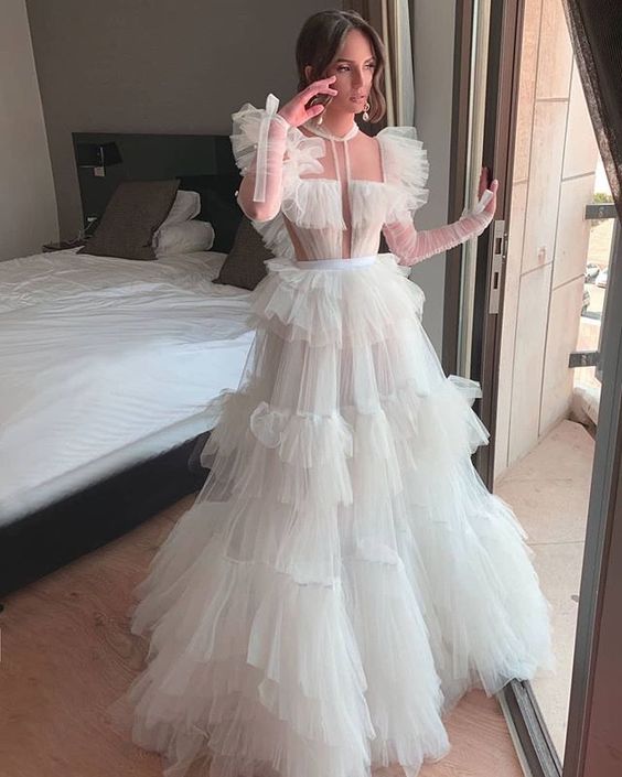 White Ball Gown Prom Dresses Long Sexy Prom Dress fg2774