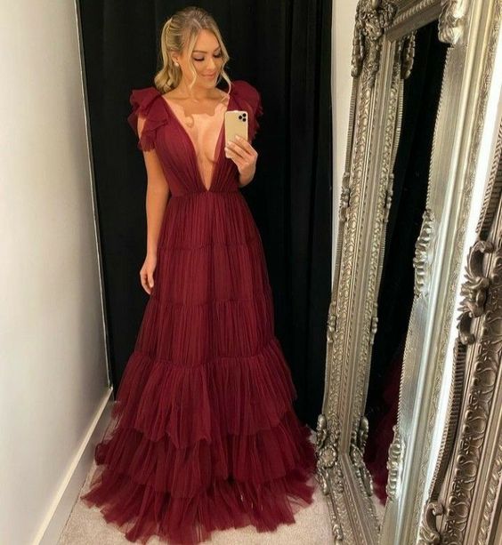 Fashion Burgundy Prom Dresses Long Sexy Prom Dress fg2824