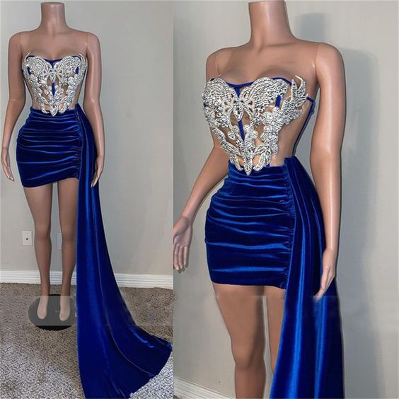 Royal blue prom dresses, pleats prom dresses, sheath prom dresses, custom make party dresses fg2933