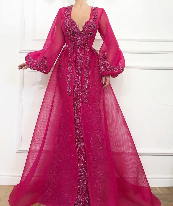 Long Sleeve Evening Dress, Prom Dress fg2663