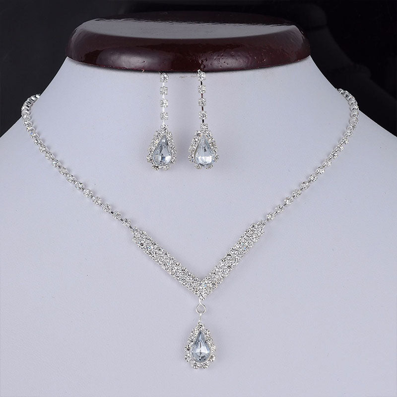Simple Drop Pendant Necklace and Earrings Set