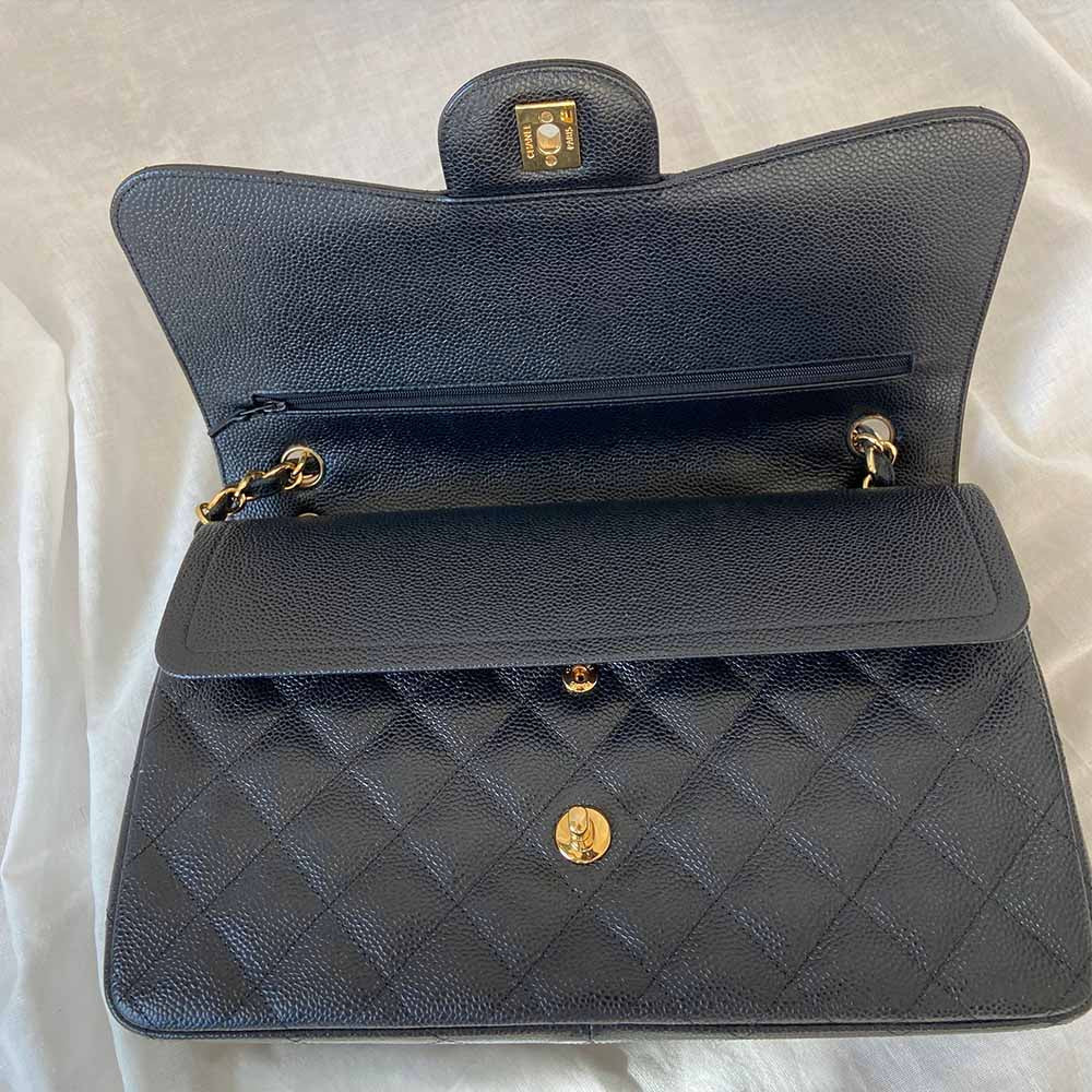 Chanel Black Jumbo Caviar Double Flap Classic Bag