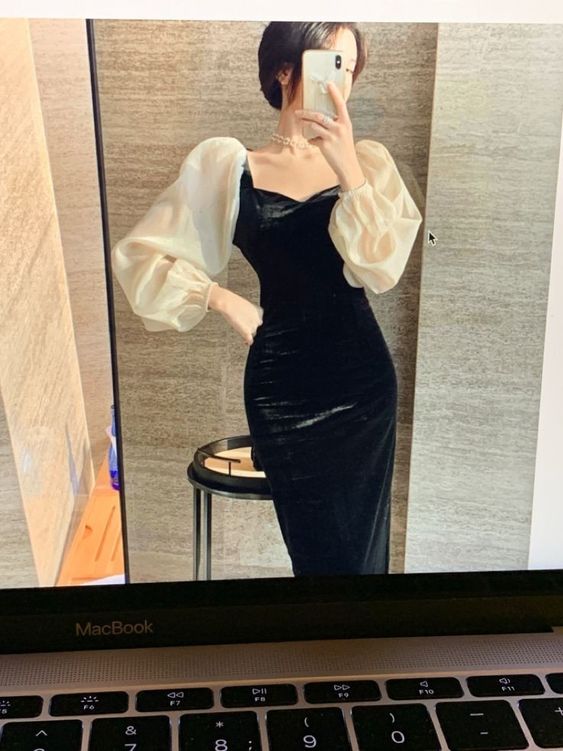 Elegant Mermaid Women One Piece Vintage Evening Party Dress fg2533