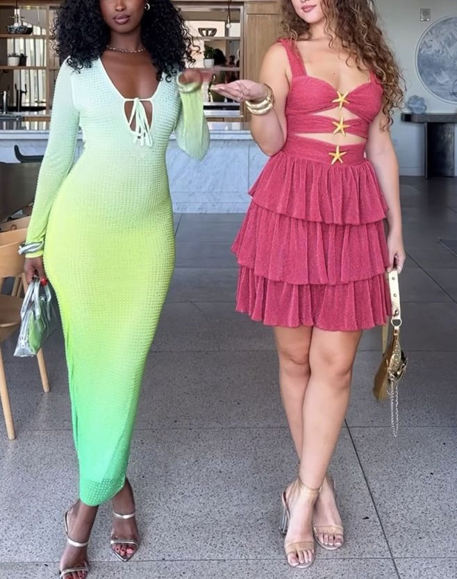 Pink Fashion Shiny Cute Ruffle Short Chiffon Homecoming Dress Birthday Holiday Party Dress gh4849