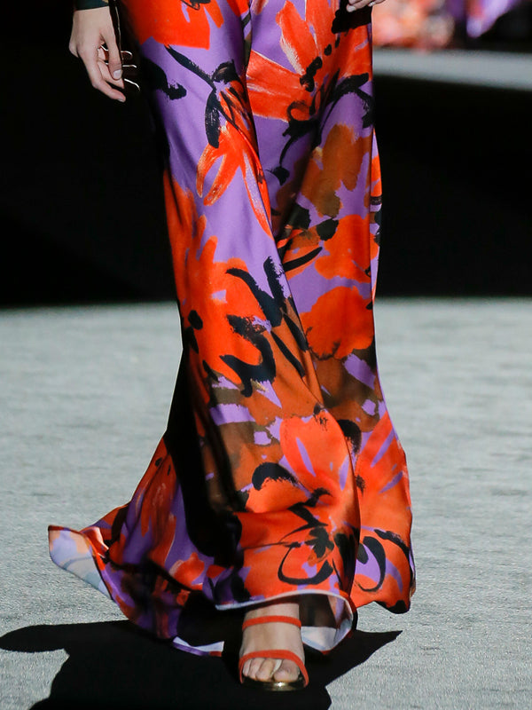 Mesh Floral Puff Sleeves Catwalk Women's Dress