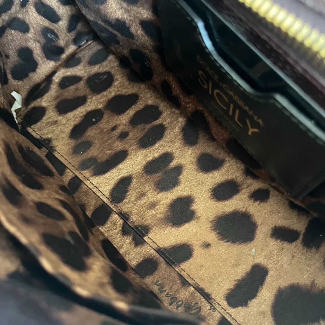 Dolce & Gabbana Burgundy Lizard Embossed Leather Medium Miss Sicily Bag