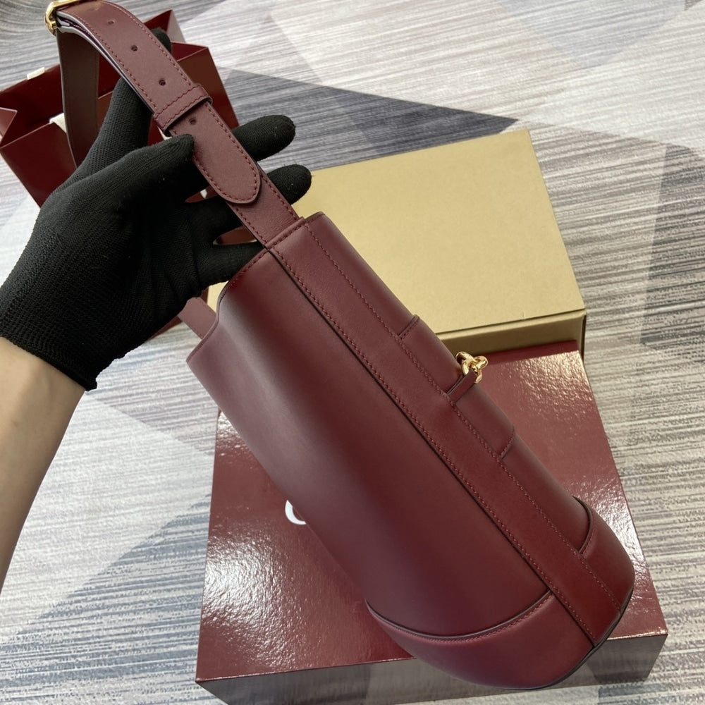 GUCCI 73 SMALL BUCKET BAG ROSSO ANCORA RED LEATHER 20CM 833665 AAEC2 6207