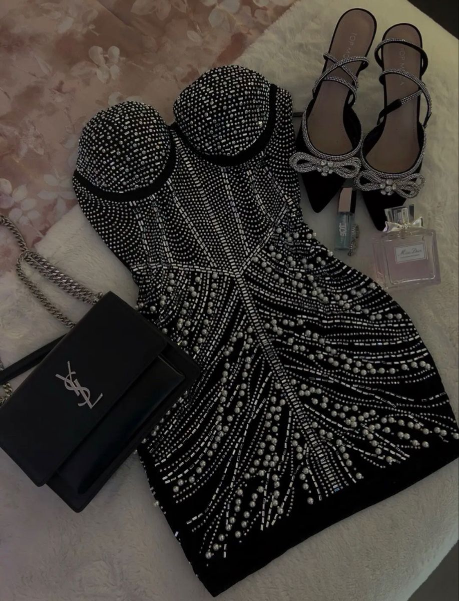 preppydressess-Black Sparkly Beaded Short Cocktail/Birthday Party Dress gh5014