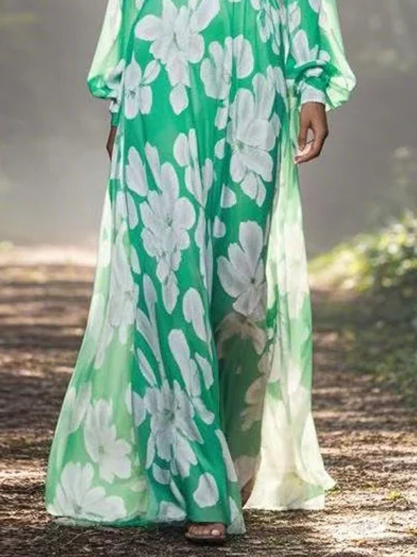 Fresh And Elegant Chiffon Print Women's Dress