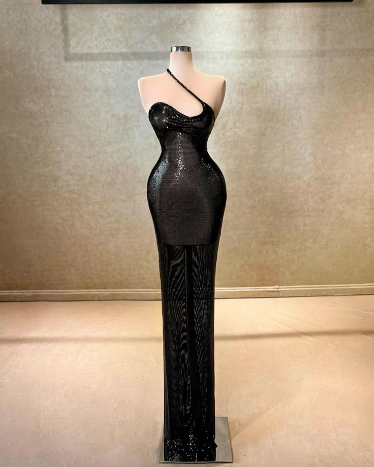 Cyberpunk black cool metallic fashion tight long Prom dress evening dress gh5022