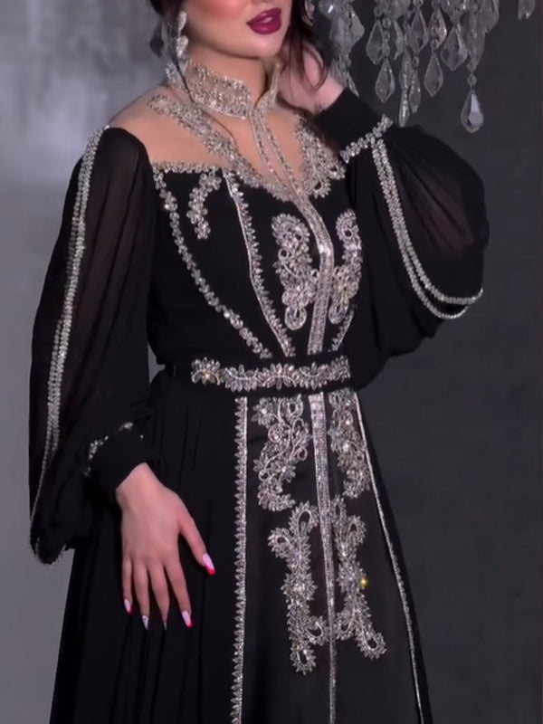 Sequined Elegant Chiffon Women's Dress