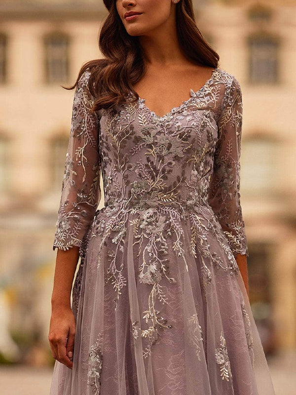 Pink V-neck Lace Mesh Maxi Dress