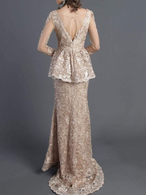 Elegant Slim Fit Hip Ruffles Gown