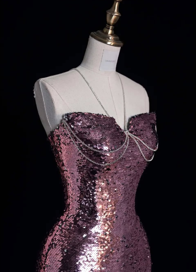 Stunning Mermaid Sweetheart Neck Purple Sequin Long Prom Dress Graduation Prom Dress SH2491
