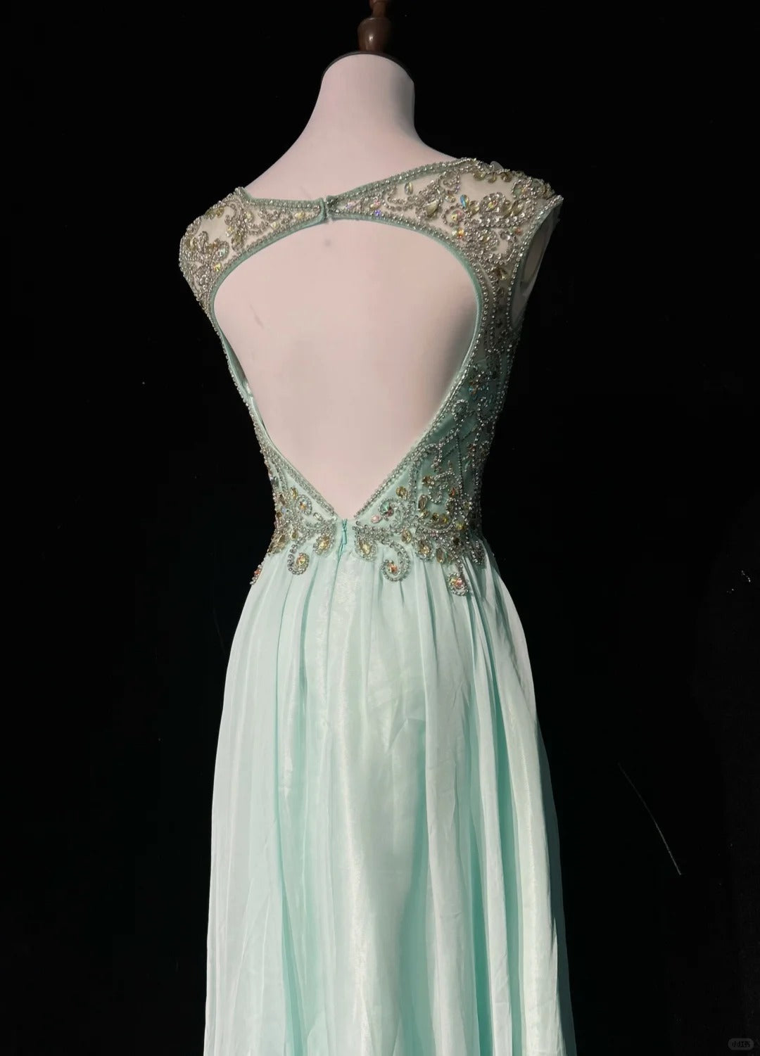 Green Gorgeous Shiny Elegant Exquisite Gemstone Beaded Tulle Long Backless Ball Gown Evening Gown Party Dress Prom Gown gh3849