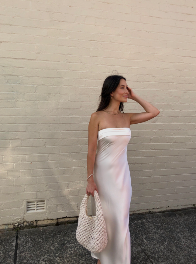 Stunning Sheath Strapless Blue Satin Bridesmaid Dress Evening Dress SH2836