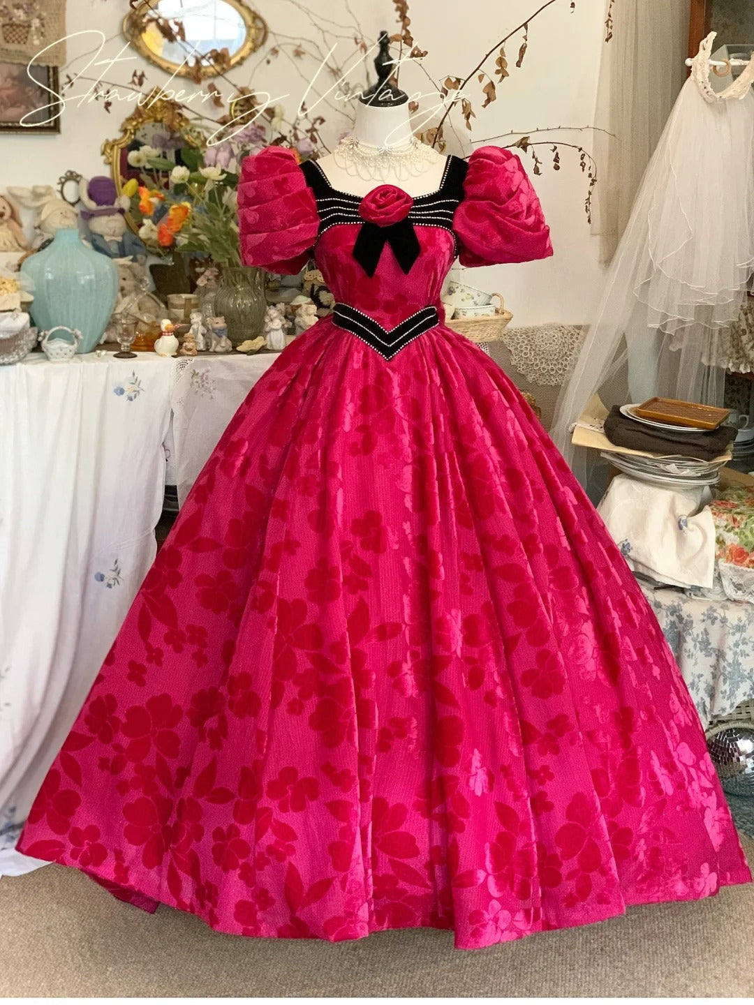 Pink Long Velvet Ball Gown Evening Dress Quinceanera Dresses gh4577
