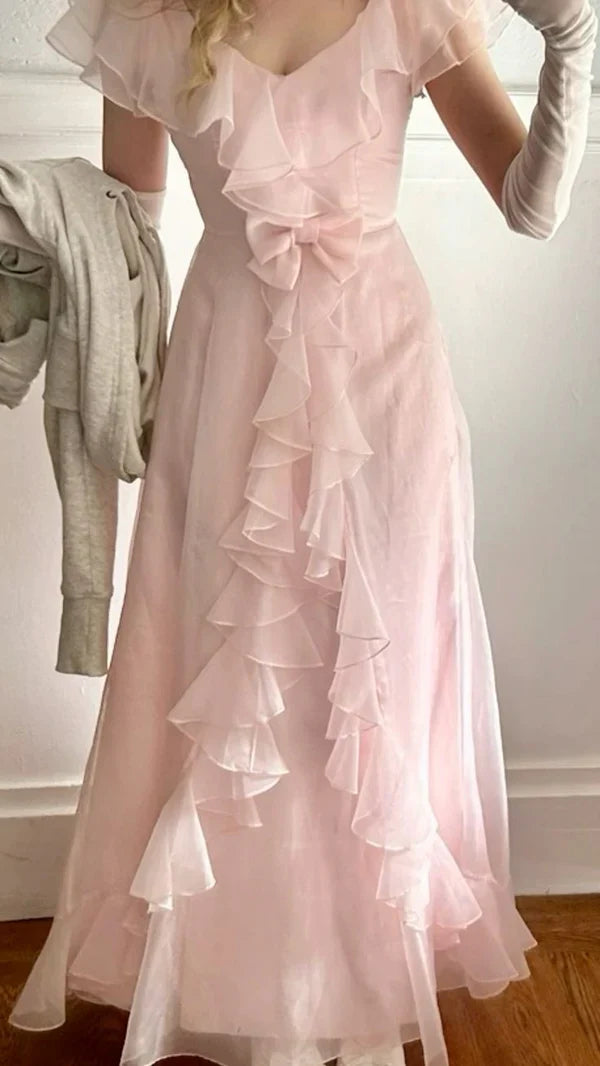 Pink sweet cute long tulle ball gown evening dress Christmas holiday party dress gh3261