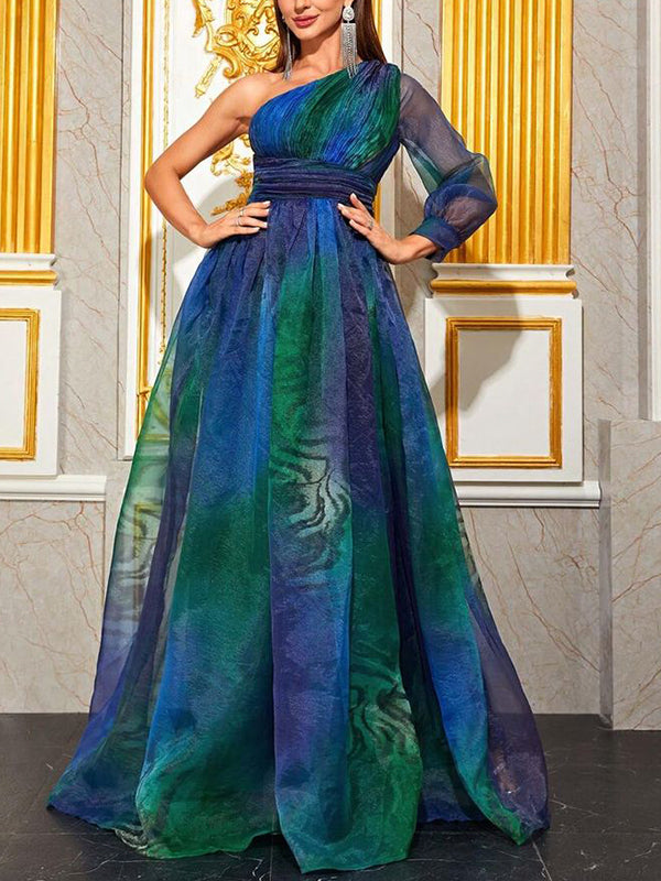 Off-shoulder Mesh Maxi Dress