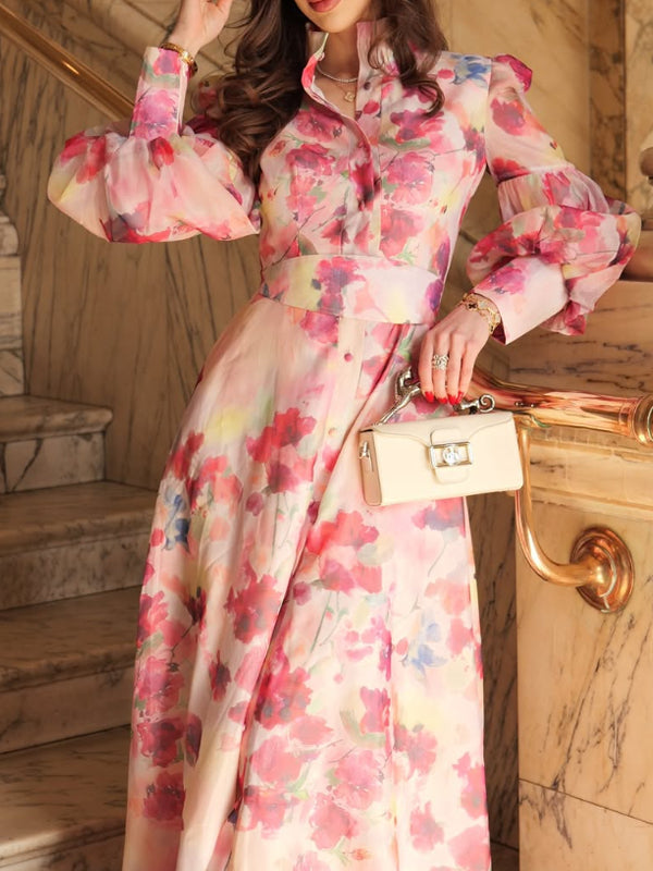 Elegant And Elegant Holiday Flowers Maxi Dress