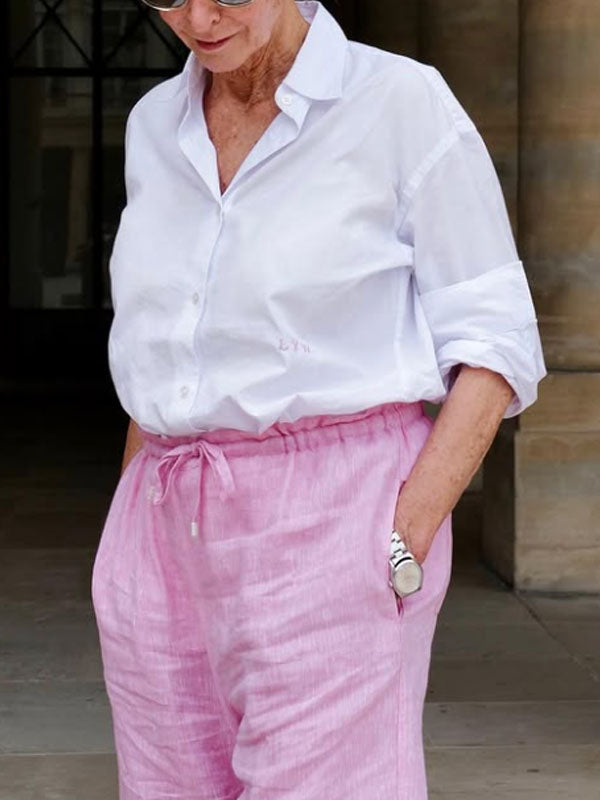 Elastic Waist Women's Cotton and Linen Pants