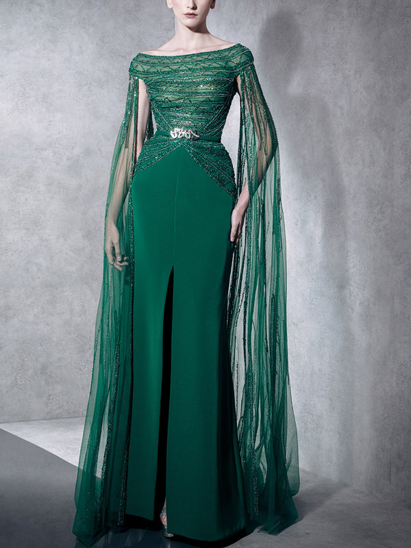 Sequin Mesh Solid Color Maxi Dress