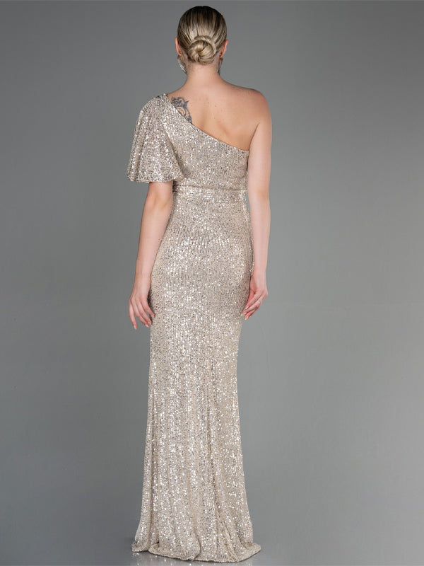 Off-shoulder Sequins Maxi Dress