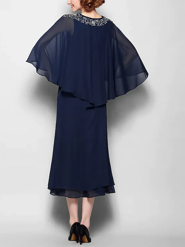 Solid Color Chiffon Midi Dress