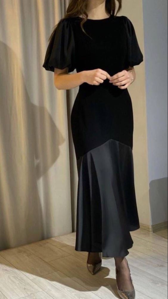 Elegant Black Modest Prom Dress fg2500