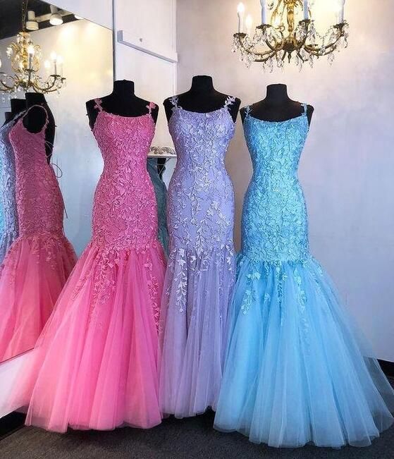 Tulle Long Prom Dress with Appliques,Formal Dresses fg1922