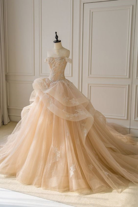 Gorgeous Champagne Appliques Quinceanera Dresses Wedding Dress fg2598