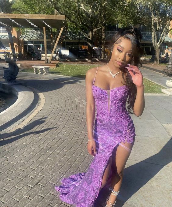 Stunning and Elegant Princess Party Wear Gown Purple Prom Dresses fg1139