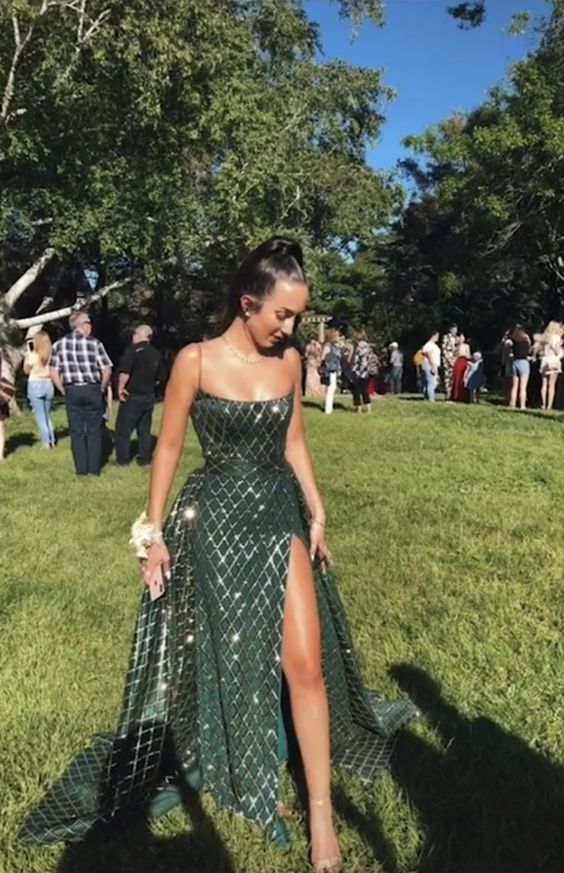 Drak Green Long Prom Dress Women Sexy Dresses Elegant Party Dress fg1959