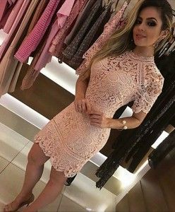 pink lace Homecoming Dress fg1201