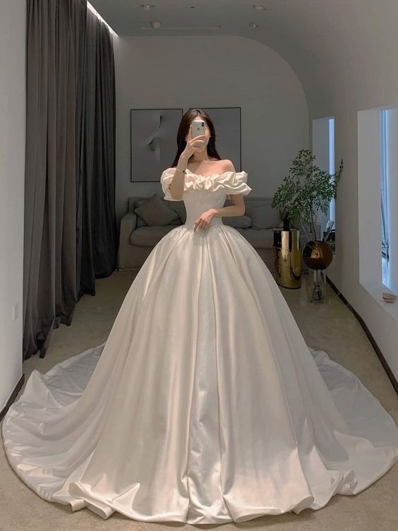 off white wedding dress, ball gown wedding dress fg2585