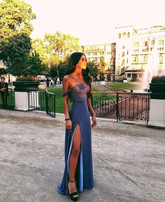 Blue Party Dress, Blue Evening Gown Prom Dress fg1052