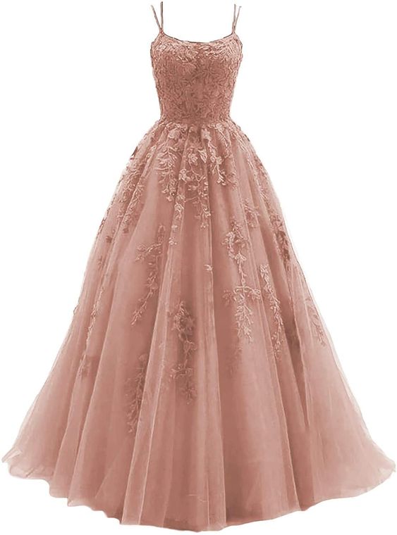 Pink Prom Dress Spaghetti Strap Formal Party Gown fg1800