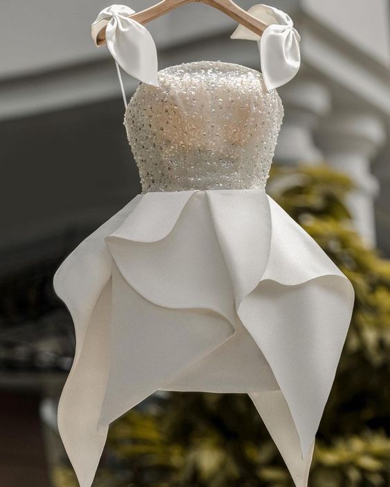 White Short Party Dress Homecoming Dress Short Wedding Dress fg2315