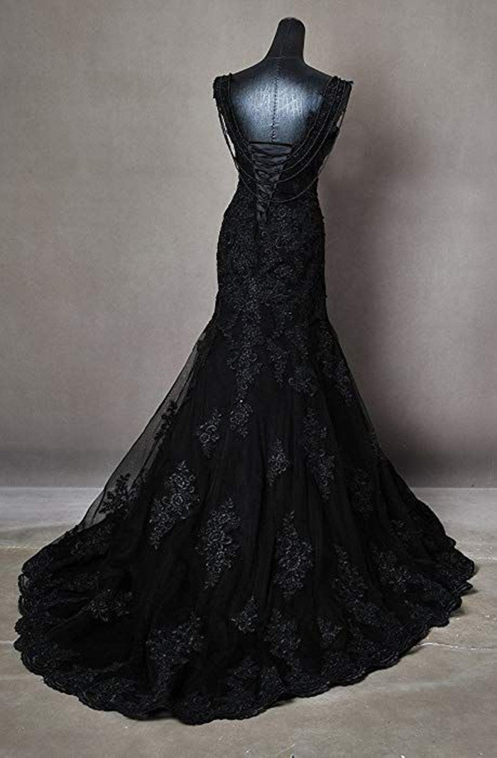 Black Wedding Dresses Modest Prom Dress fg2552