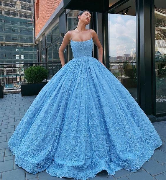 Blue Prom Dress, Charming Evening Dress, Ball Gown Prom Dresses fg1183