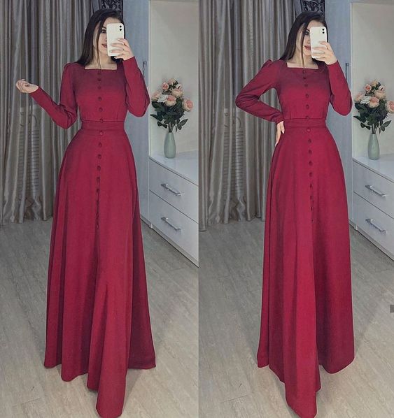 Fahsion party dress, evening dress, Long Burgundy Prom Dress fg1715