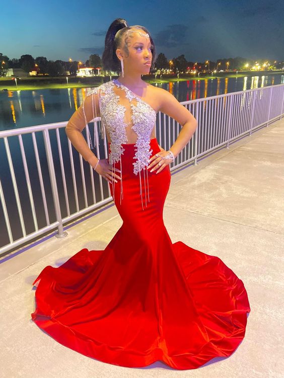 Stunning and Elegant Princess Party Wear Gown Red Prom Dresses fg1141