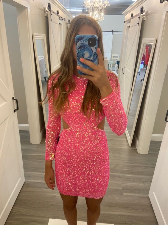 Vintage Short Pink Homecoming Dresses fg2513