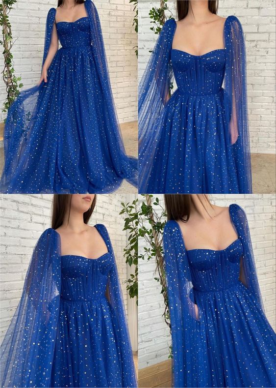 Blue Prom Dresses Elegant Long Formal Dress fg1289