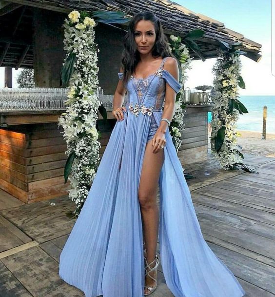 Blue Prom Dress Women Sexy Dresses Elegant Party Dress fg1990