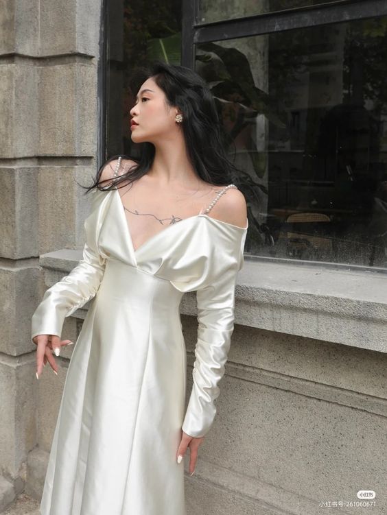 Elegant Ivory Women One Piece Vintage Evening Party Dress fg2537